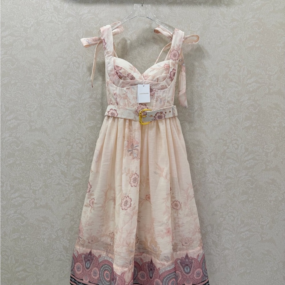 Zimmermann Blush Pink Floral Midi Dress
